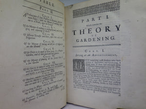 THE THEORY AND PRACTICE OF GARDENING 1712 FIRST ENGLISH EDITION, LEATHER BINDING