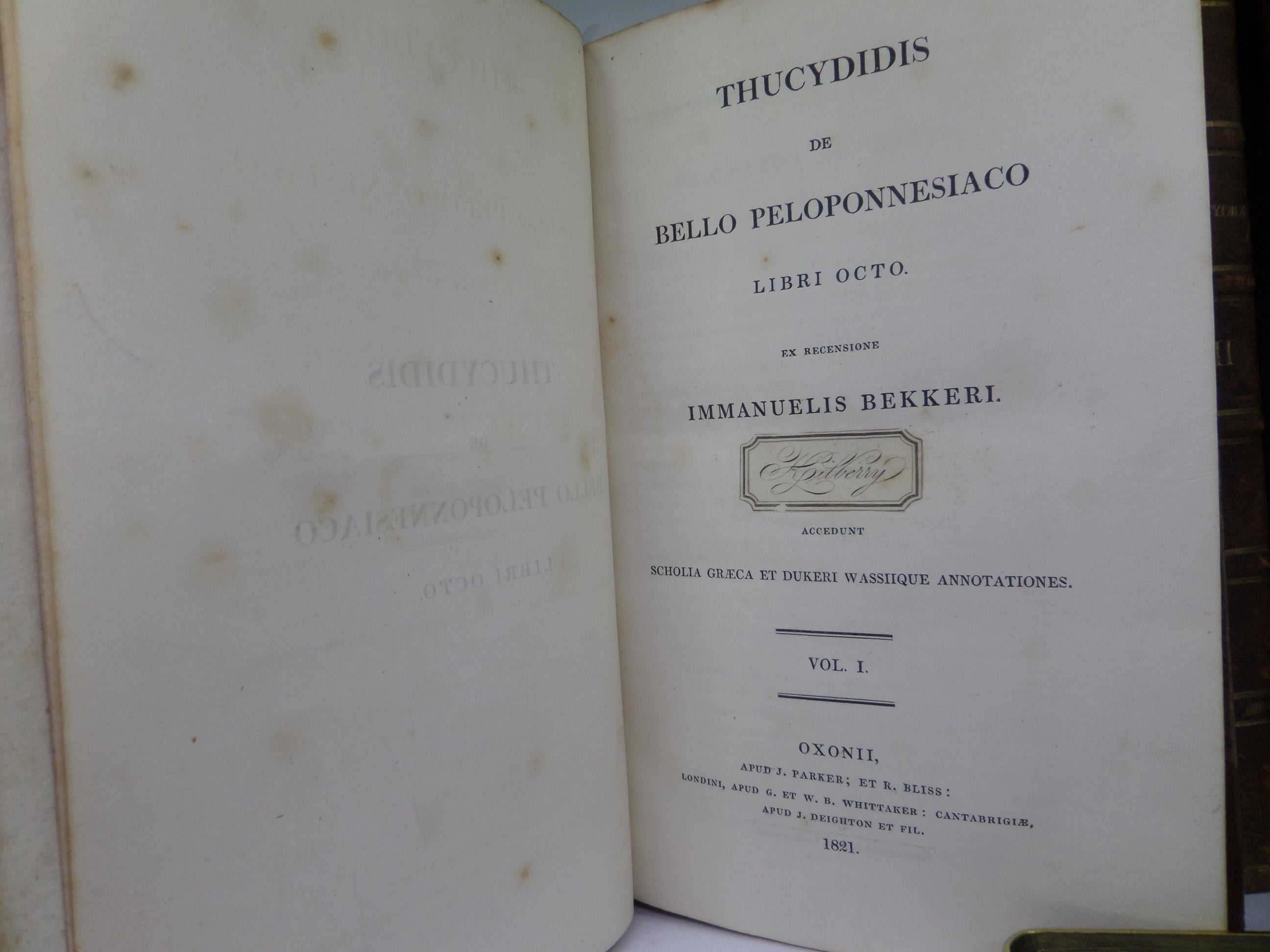 DE BELLO PELOPONNESIACO BY THUCYDIDES 1821 LEATHER BOUND IN FOUR VOLUMES