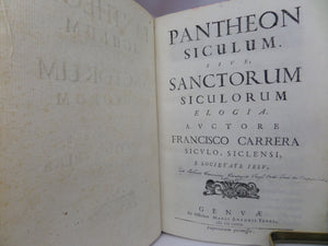 PANTHEON SUCULUM BY FRANCESCO CARRERA 1679 RARE SICILIAN HISTORY