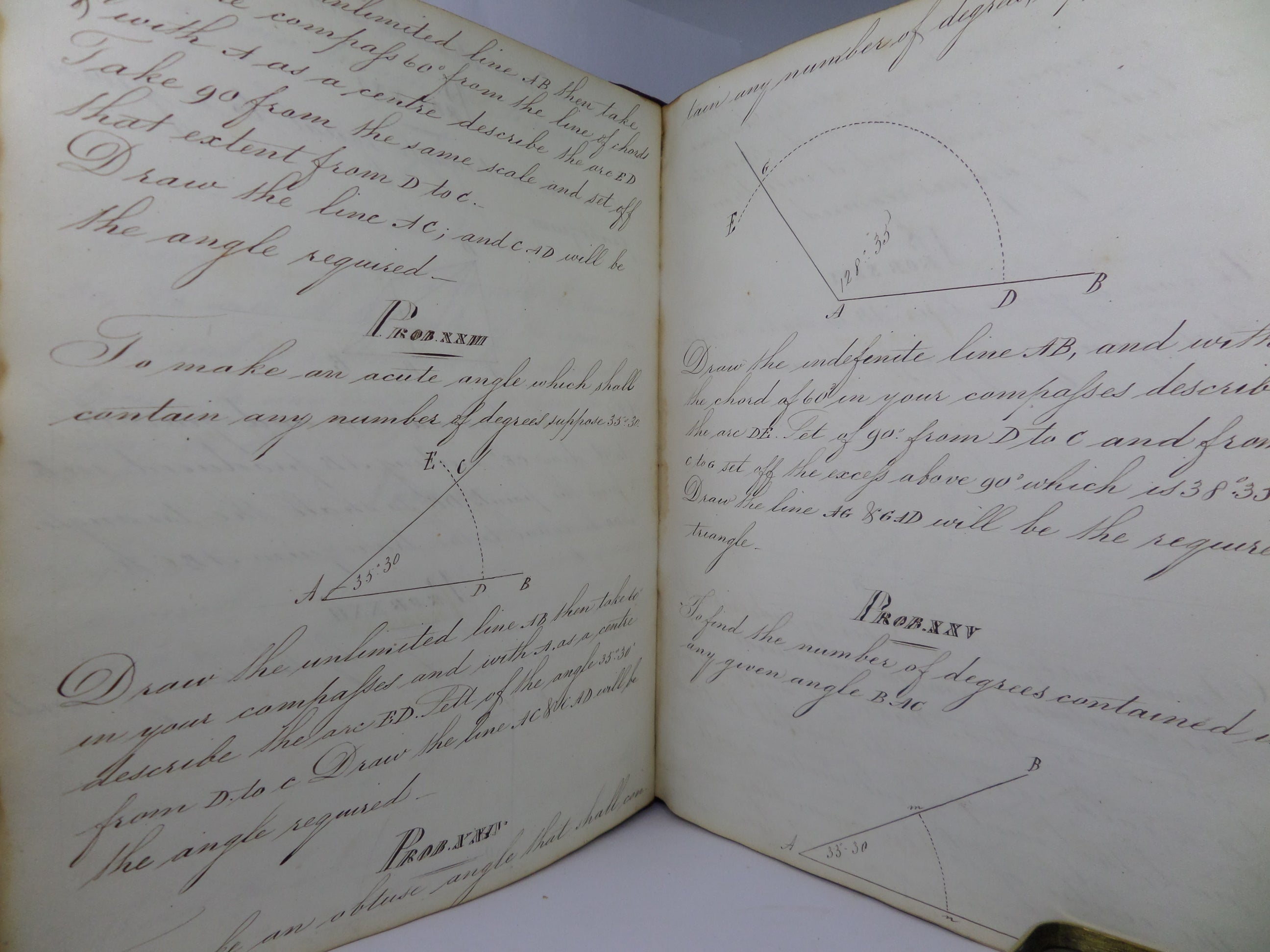 MID 19TH CENTURY HANDWRITTEN MANUSCRIPT MATHEMATICAL GEOMETRY BOOK