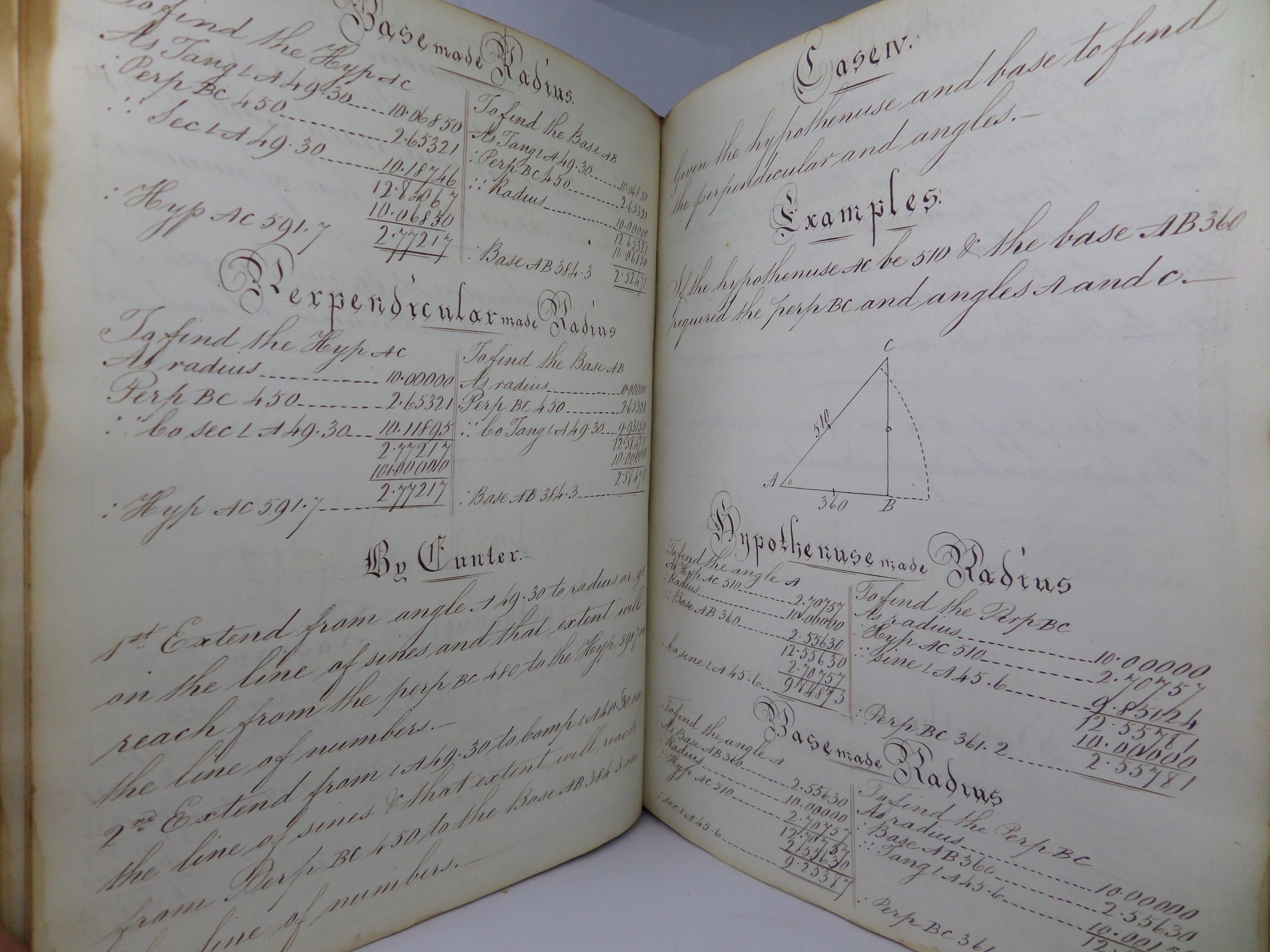 MID 19TH CENTURY HANDWRITTEN MANUSCRIPT MATHEMATICAL GEOMETRY BOOK