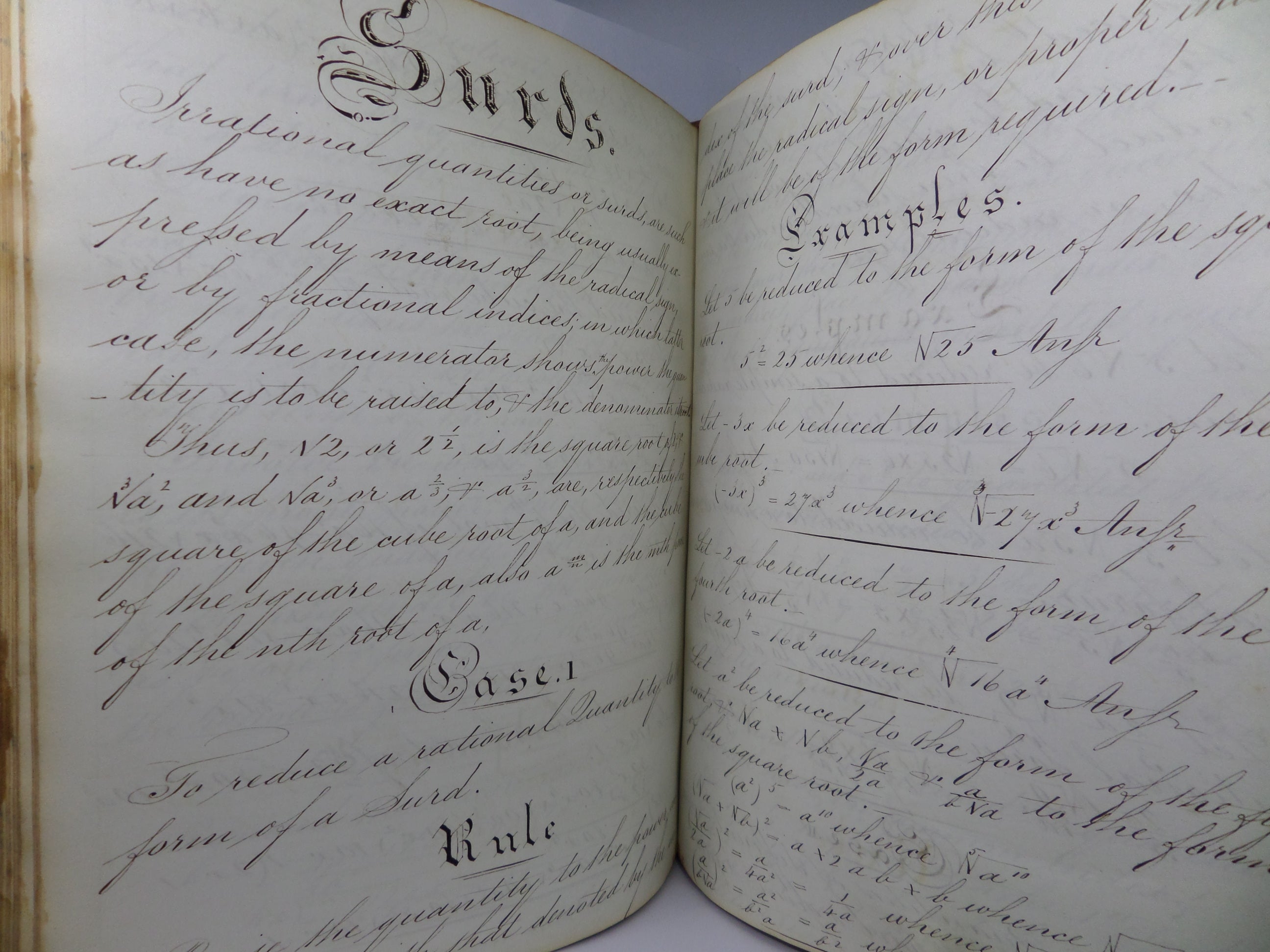 Early Math Manuscrip MID 19TH CENTURY HANDWRITTEN MANUSCRIPT MATHEMATICAL GEOMETRY BOOK ...