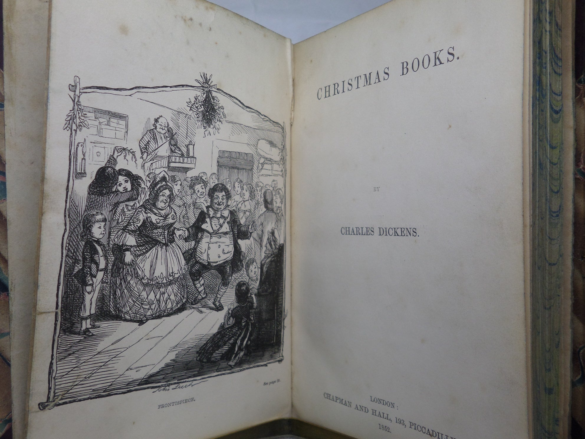 CHRISTMAS BOOKS BY CHARLES DICKENS 1852 LEATHER BOUND FIRST EDITION