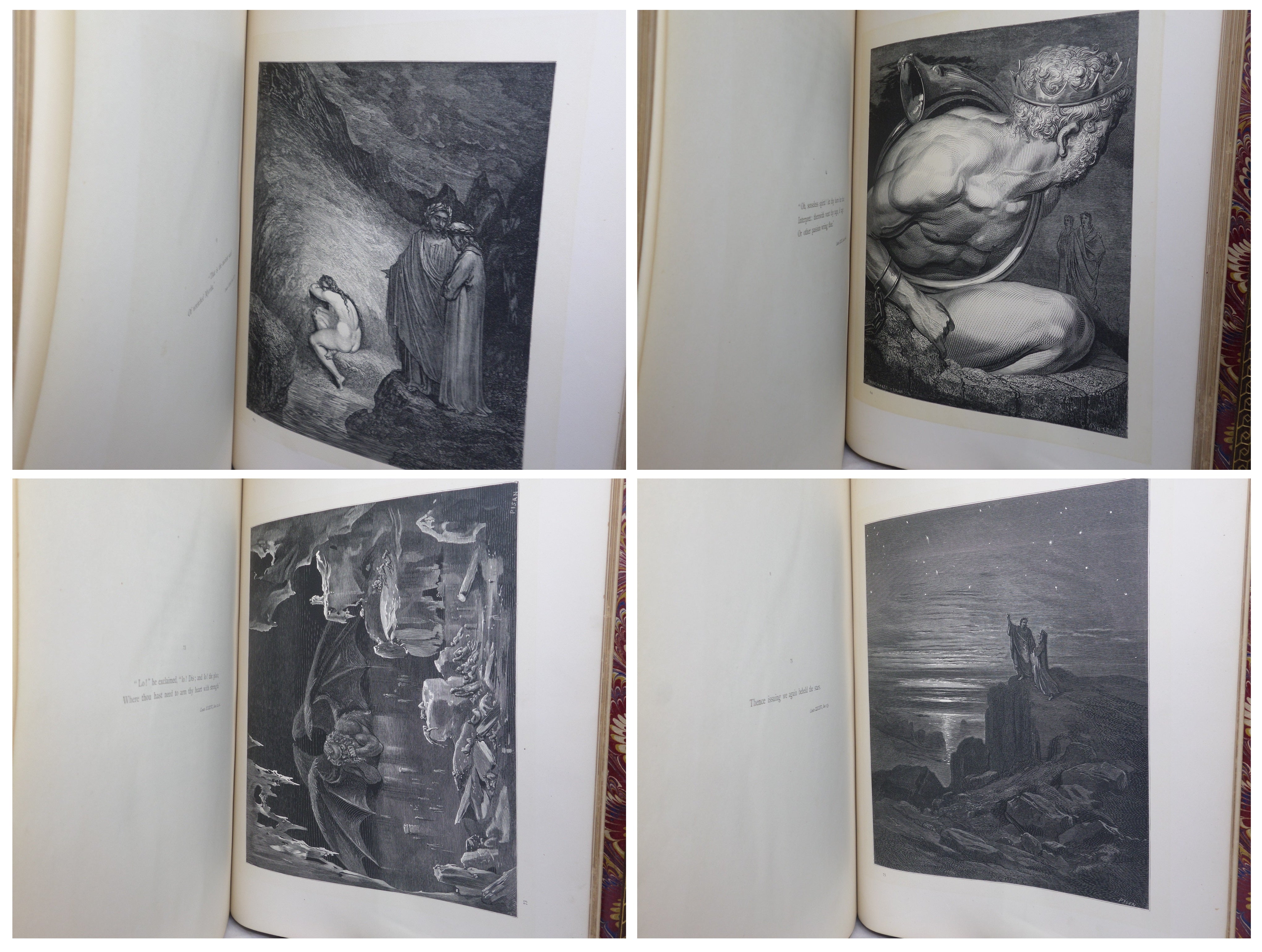 THE VISION OF HELL BY DANTE ALIGHIERI 1868 FOLIO LEATHER BINDING, GUSTAVE DORE ILLUSTRATIONS