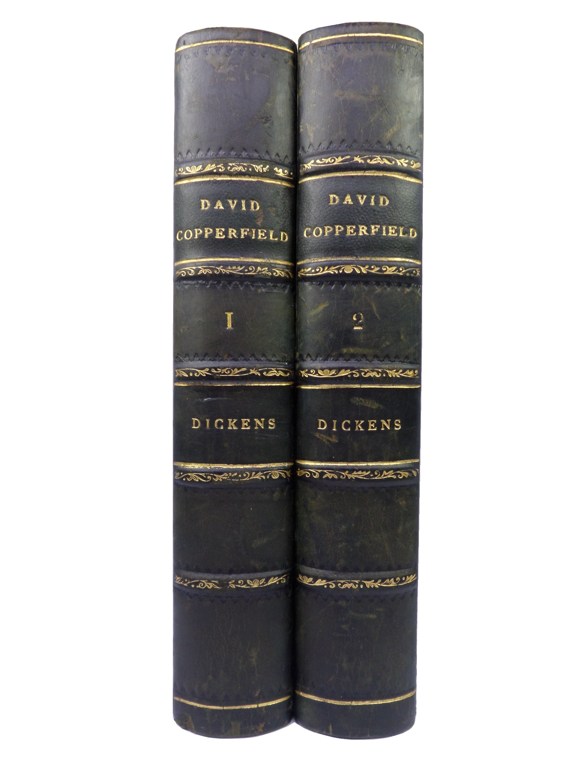 DAVID COPPERFIELD BY CHARLES DICKENS CA.1870 LEATHER-BOUND IN TWO VOLUMES