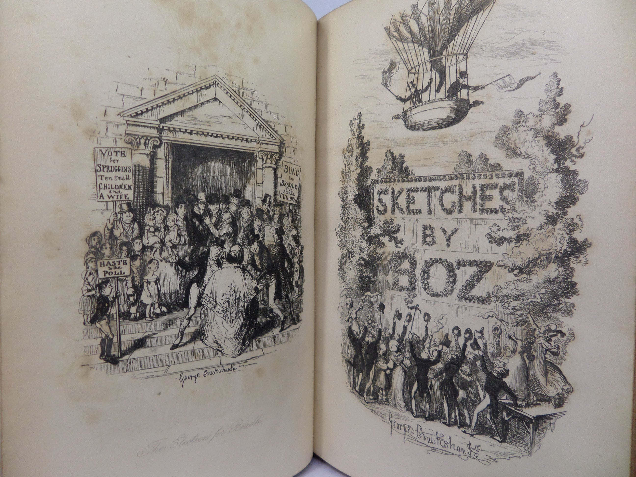 SKETCHES BY BOZ BY CHARLES DICKENS 1874 LEATHER-BOUND