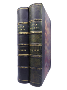 LITTLE DORRIT BY CHARLES DICKENS CA.1870 LEATHER-BOUND IN TWO VOLUMES