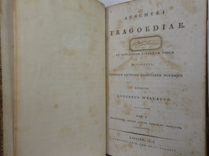 THE TRAGEDIES OF AESCHYLUS IN GREEK WITH LATIN NOTES 1823-24 LEATHER BINDING