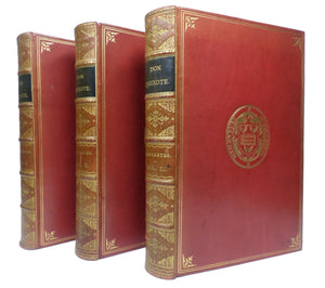 DON QUIXOTE BY MIGUEL DE CERVANTES 1900 IN THREE LEATHER-BOUND VOLUMES