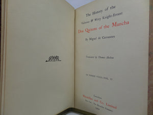 DON QUIXOTE BY MIGUEL DE CERVANTES 1900 IN THREE LEATHER-BOUND VOLUMES