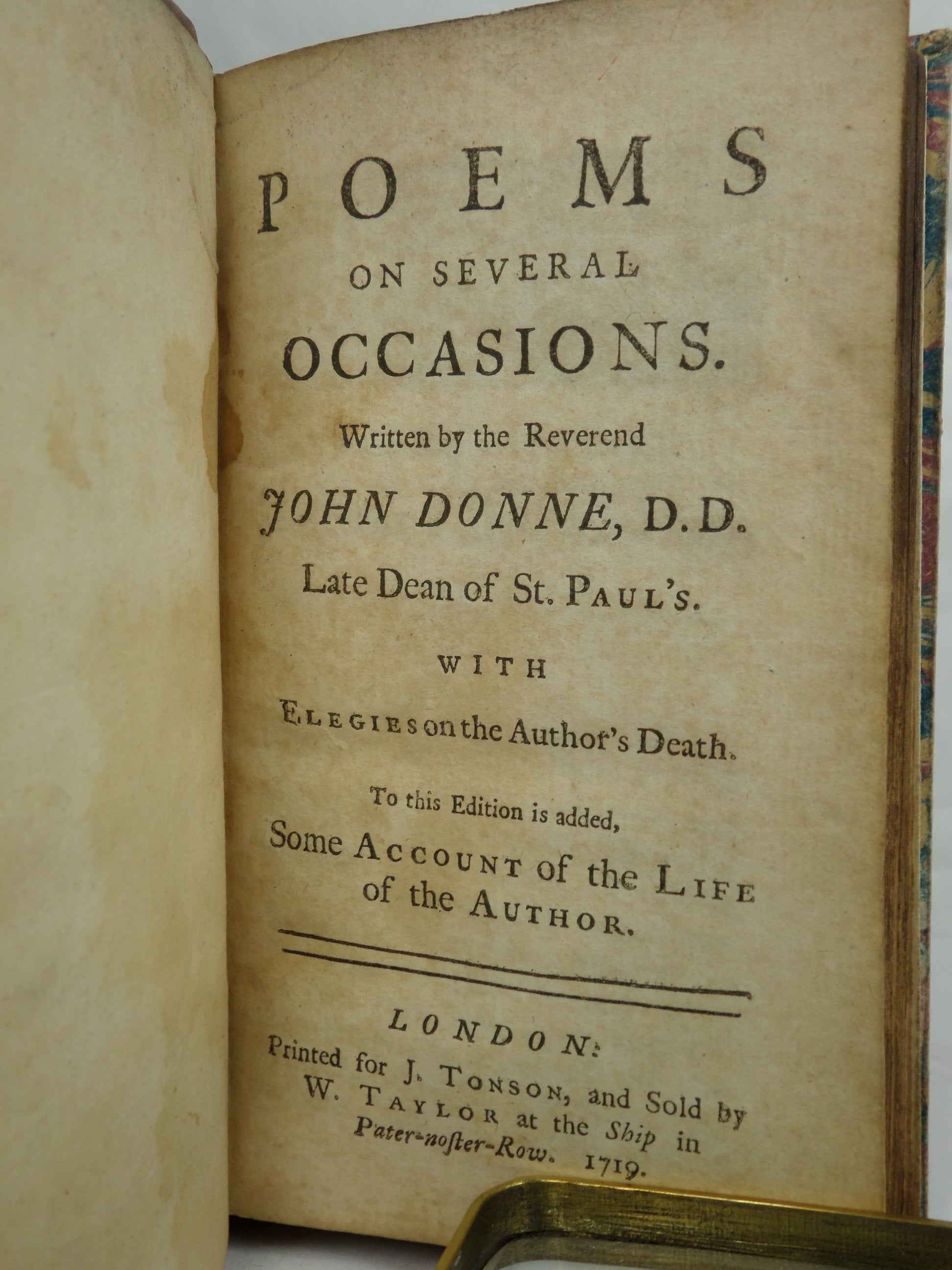 POEMS ON SEVERAL OCCASIONS BY JOHN DONNE 1719 LEATHER BINDING