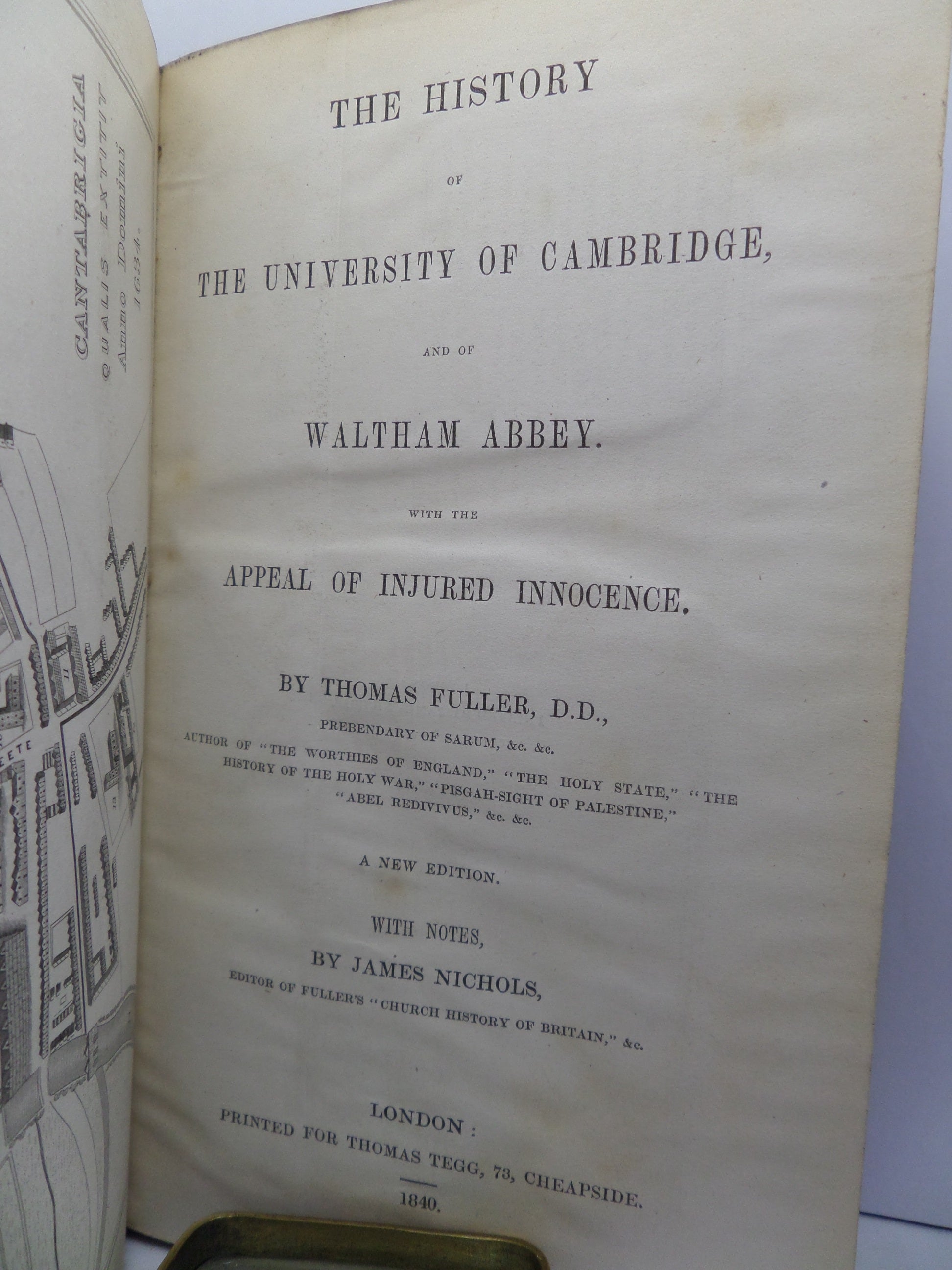THE HISTORY OF THE UNIVERSITY OF CAMBRIDGE AND WALTHAM ABBEY 1840 THOMAS FULLER