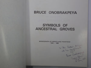 SYMBOLS OF ANCESTRAL GROVES BY BRUCE ONOBRAKPEYA 1985 INSCRIBED BY AUTHOR