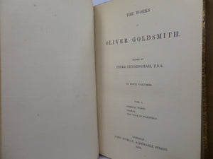 THE WORKS OF OLIVER GOLDSMITH 1854 LEATHER BOUND IN FOUR VOLUMES