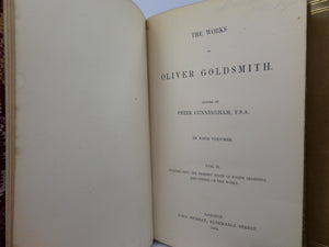 THE WORKS OF OLIVER GOLDSMITH 1854 LEATHER BOUND IN FOUR VOLUMES