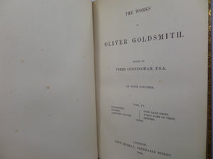 THE WORKS OF OLIVER GOLDSMITH 1854 LEATHER BOUND IN FOUR VOLUMES