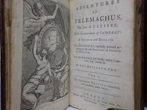 THE ADVENTURES OF TELEMACHUS IN FRENCH & ENGLISH BY FRANCOIS FENELON 1754