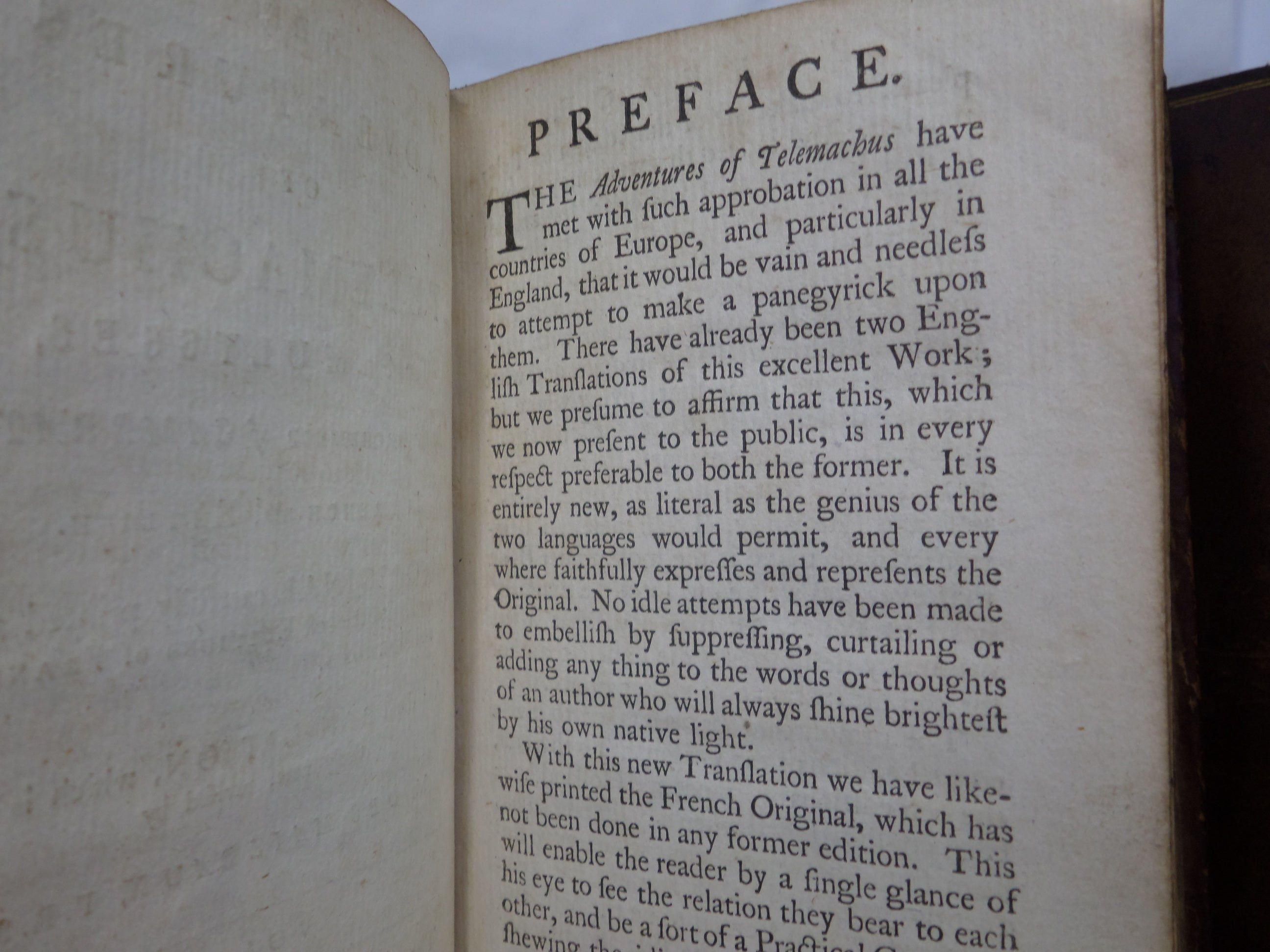 THE ADVENTURES OF TELEMACHUS IN FRENCH & ENGLISH BY FRANCOIS FENELON 1754