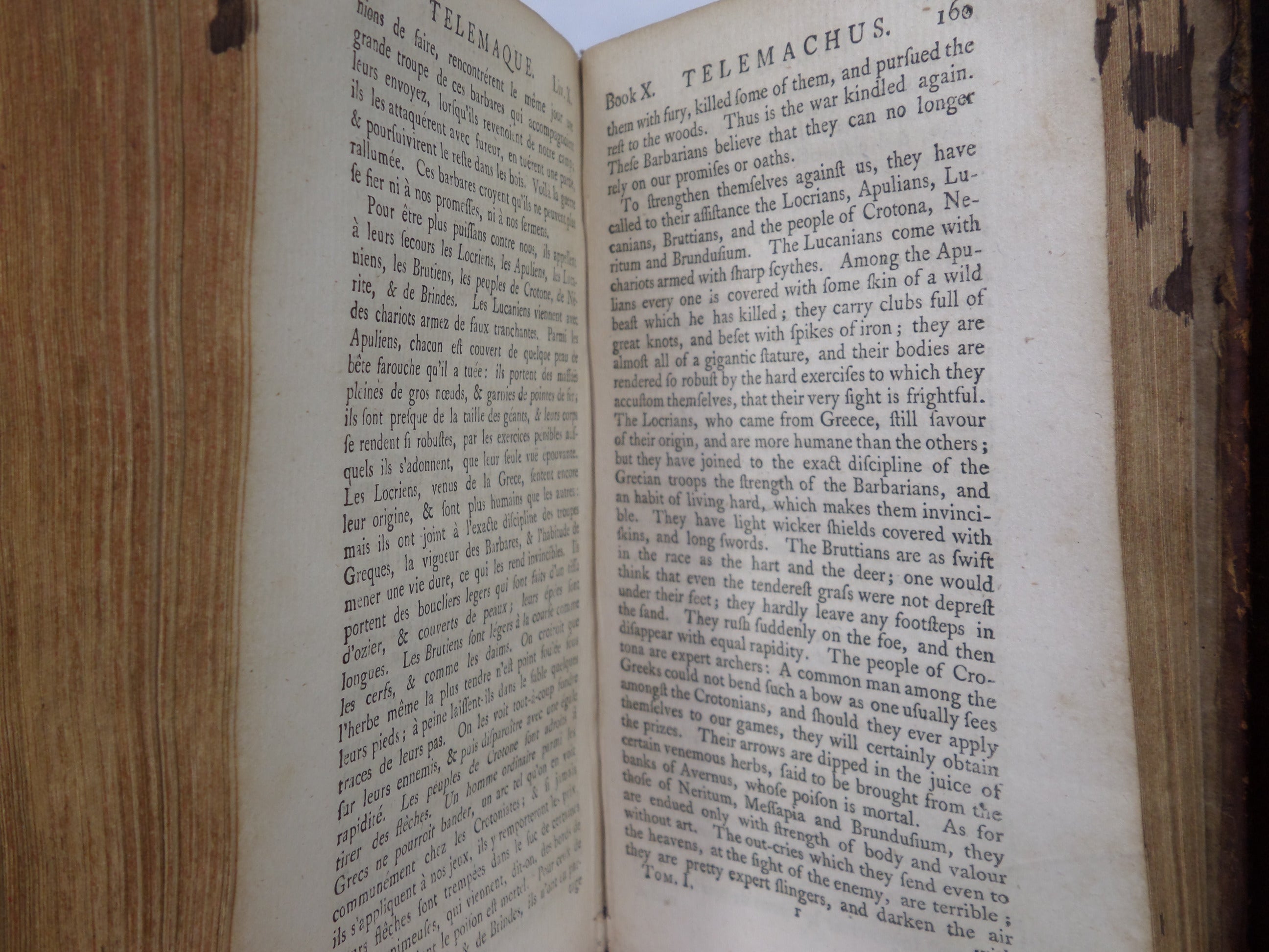 THE ADVENTURES OF TELEMACHUS IN FRENCH & ENGLISH BY FRANCOIS FENELON 1754