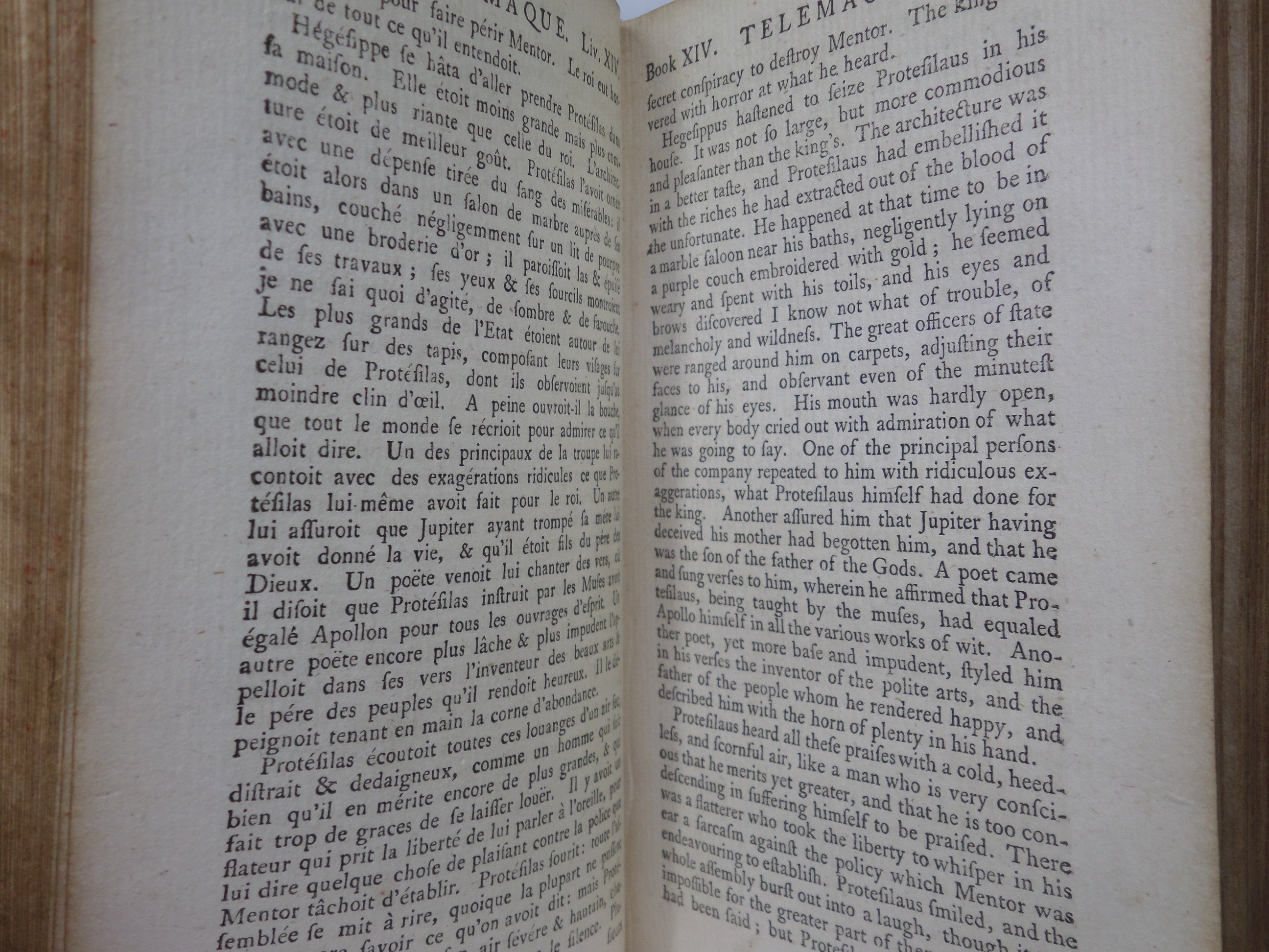 THE ADVENTURES OF TELEMACHUS IN FRENCH & ENGLISH BY FRANCOIS FENELON 1754