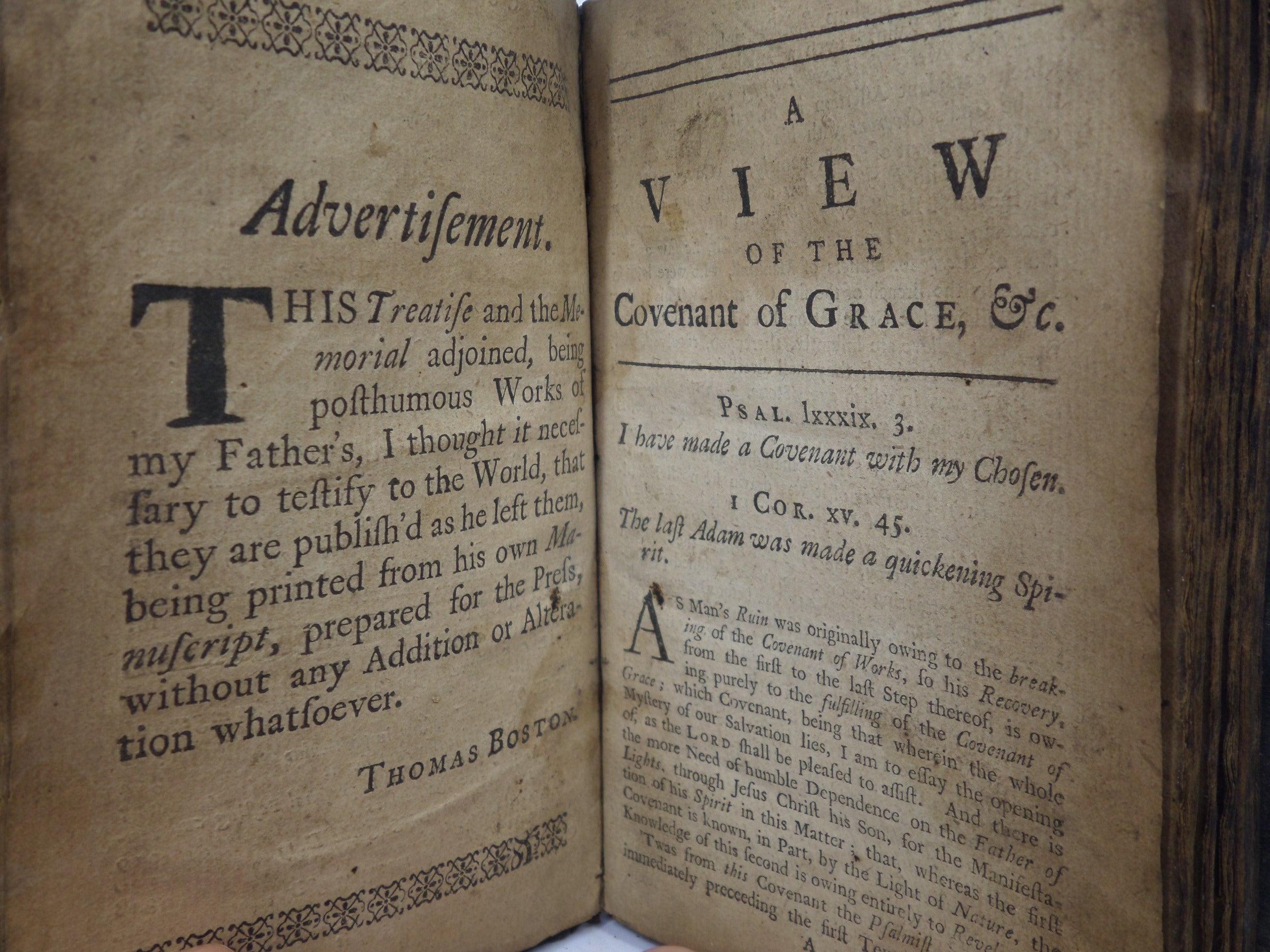 A VIEW OF THE COVENANT OF GRACE FROM THE SACRED RECORDS BY THOMAS BOSTON 1746