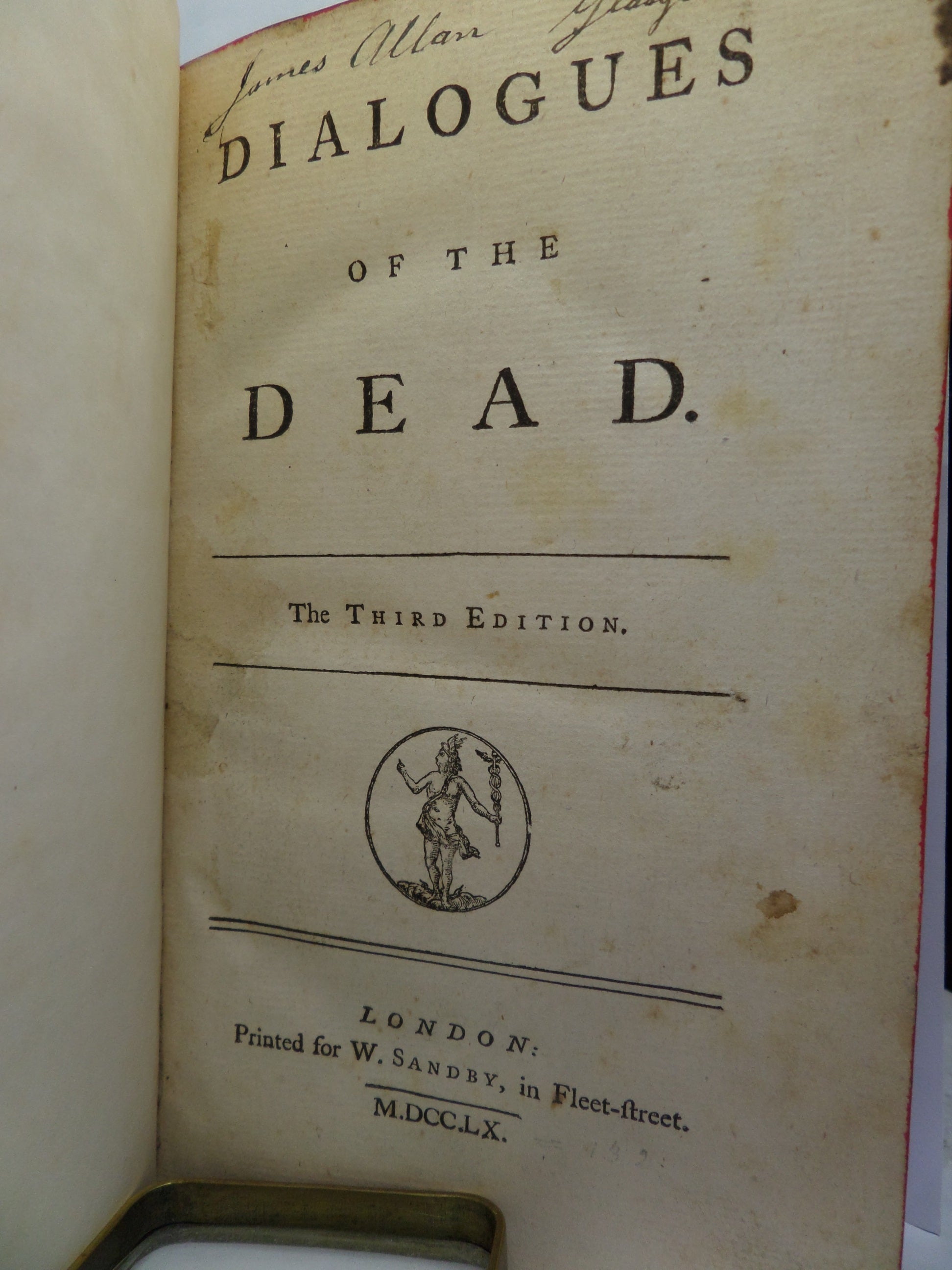 DAILOGUES OF THE DEAD BY LORD GEORGE LYTTELTON 1760 THIRD EDITION, TREE CALF