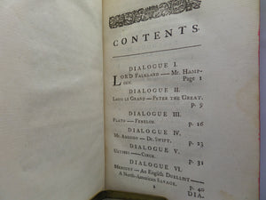 DAILOGUES OF THE DEAD BY LORD GEORGE LYTTELTON 1760 THIRD EDITION, TREE CALF