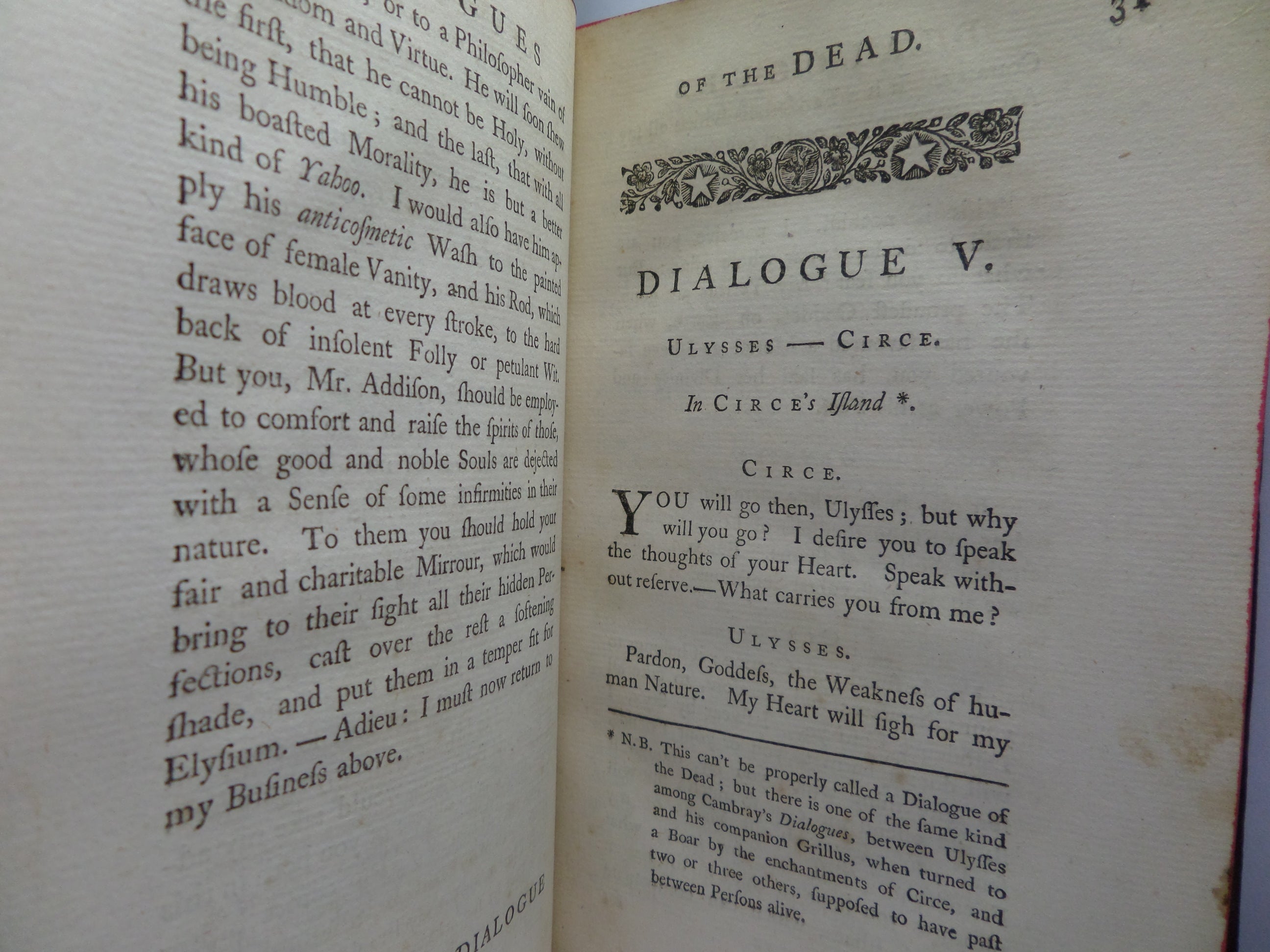 DAILOGUES OF THE DEAD BY LORD GEORGE LYTTELTON 1760 THIRD EDITION, TREE CALF