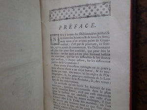 DICTIONNAIRE GRAMMATICAL DE LA LANGUE FRANCOISE 1768 LEATHER BOUND IN TWO VOLS