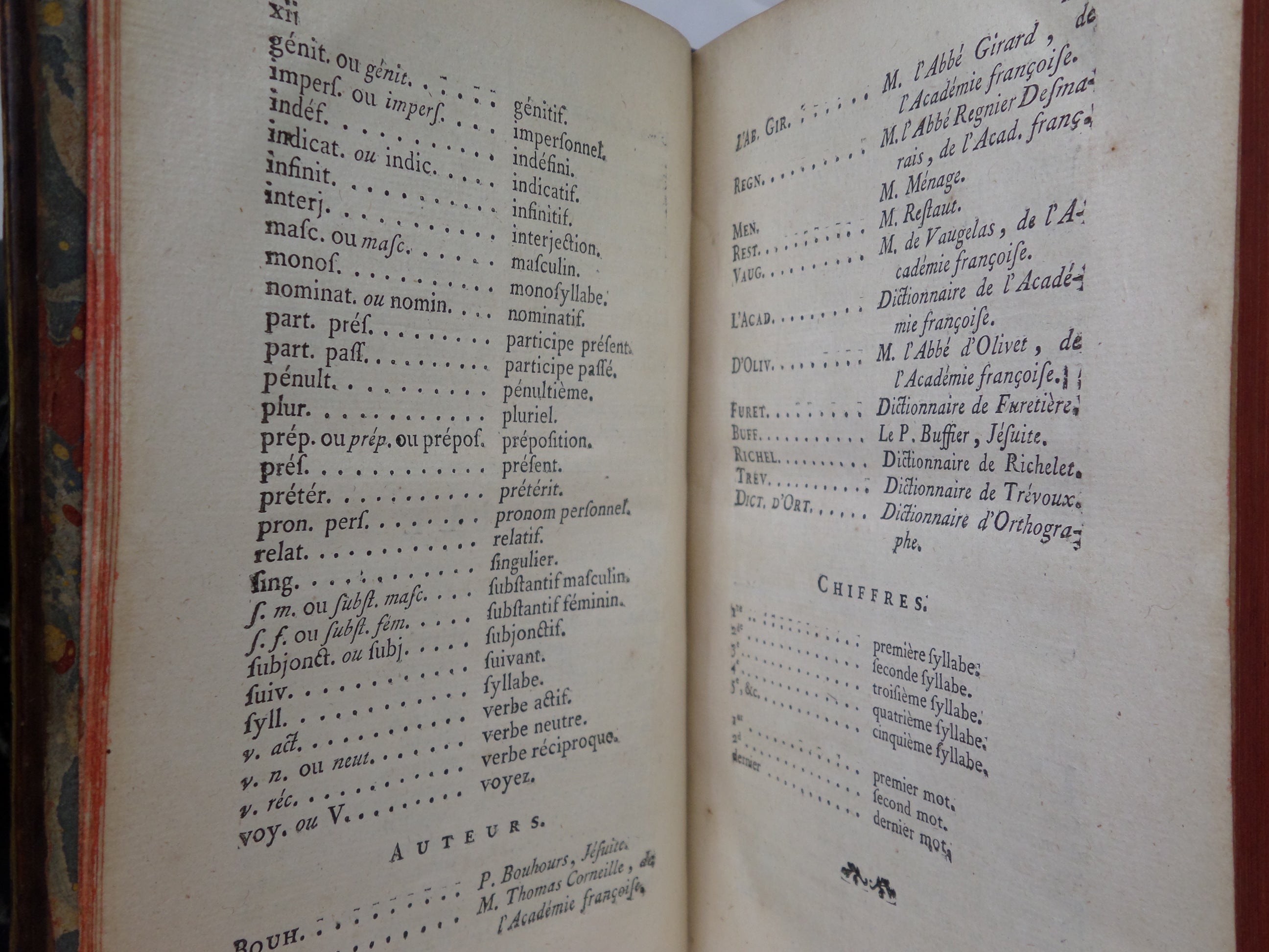 DICTIONNAIRE GRAMMATICAL DE LA LANGUE FRANCOISE 1768 LEATHER BOUND IN TWO VOLS