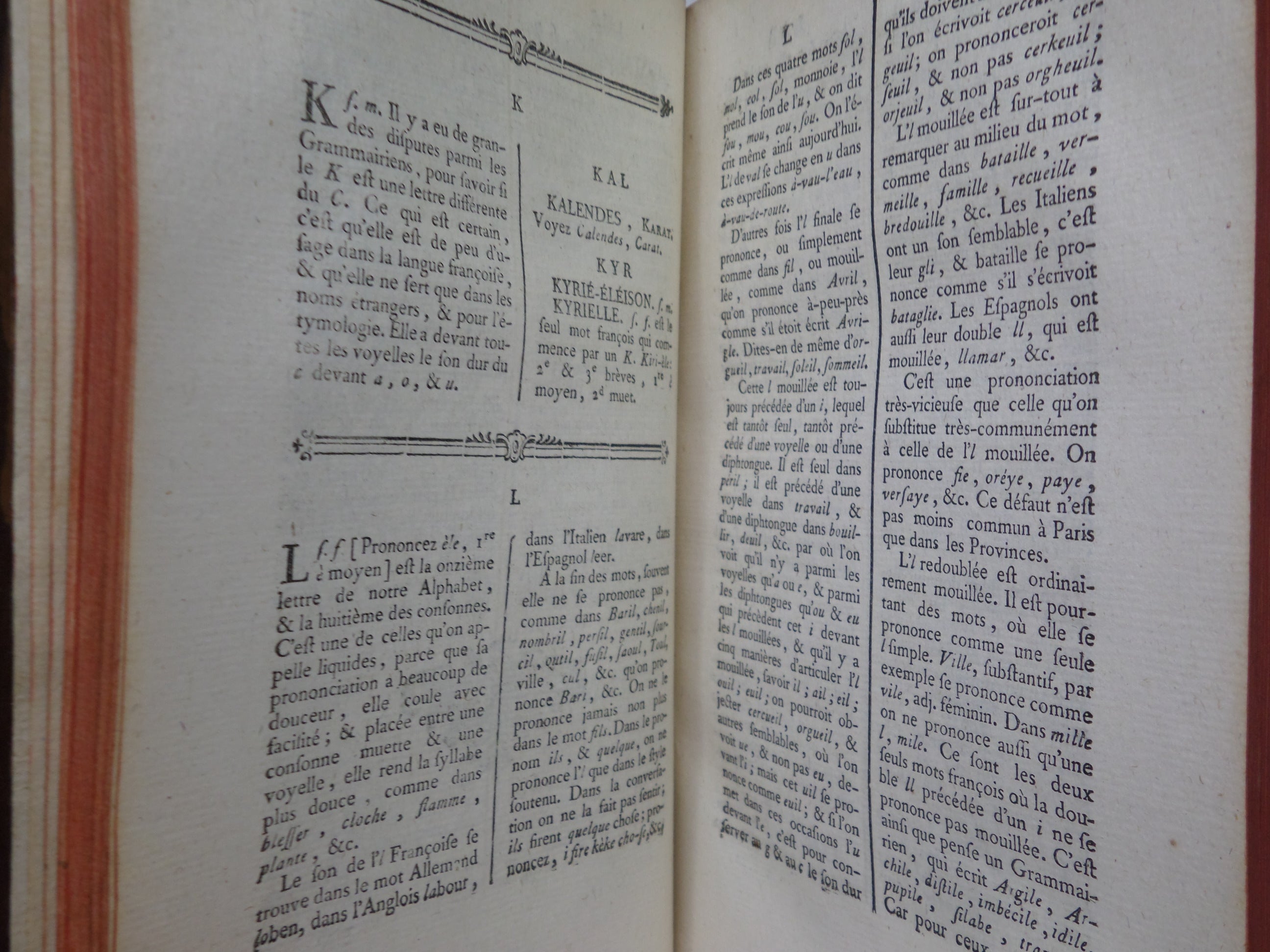 DICTIONNAIRE GRAMMATICAL DE LA LANGUE FRANCOISE 1768 LEATHER BOUND IN TWO VOLS