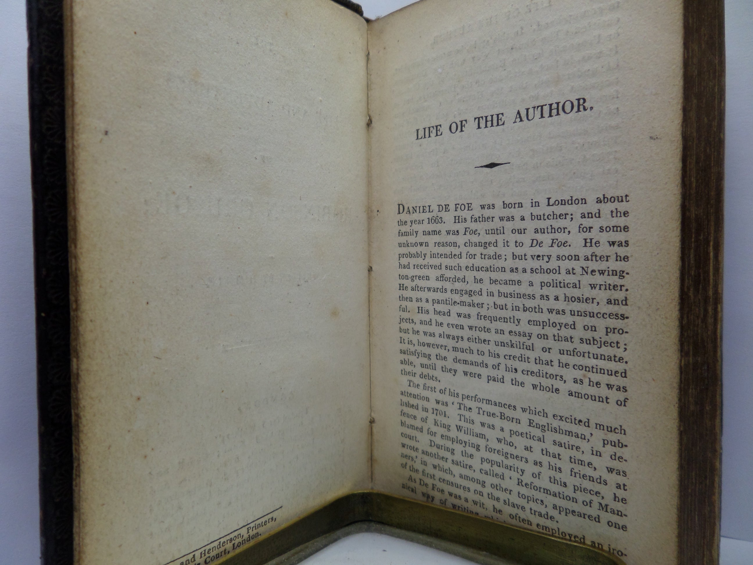 THE LIFE & ADVENTURES OF ROBINSON CRUSOE BY DANIEL DEFOE 1818 LEATHER-BOUND