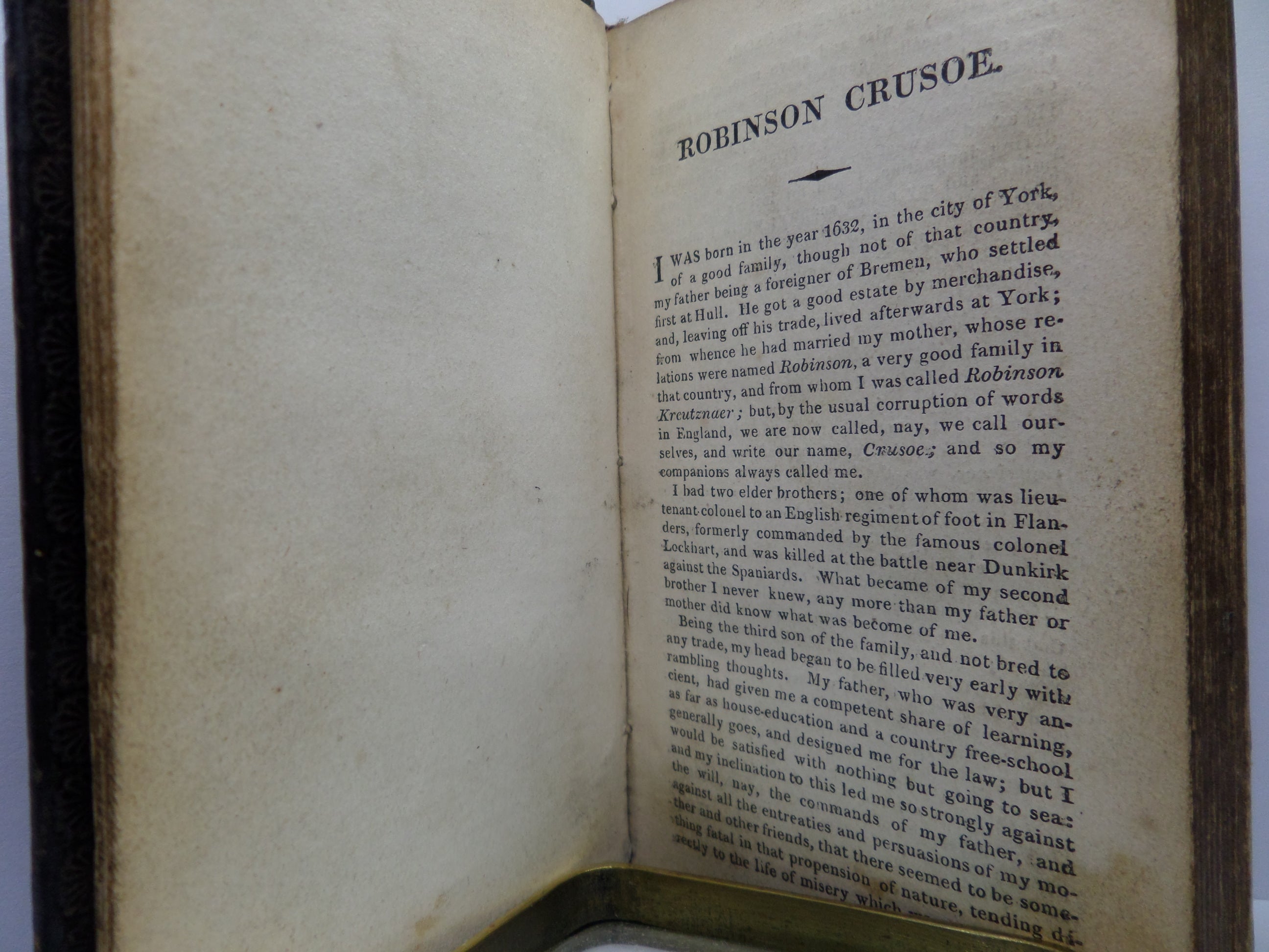 THE LIFE & ADVENTURES OF ROBINSON CRUSOE BY DANIEL DEFOE 1818 LEATHER-BOUND