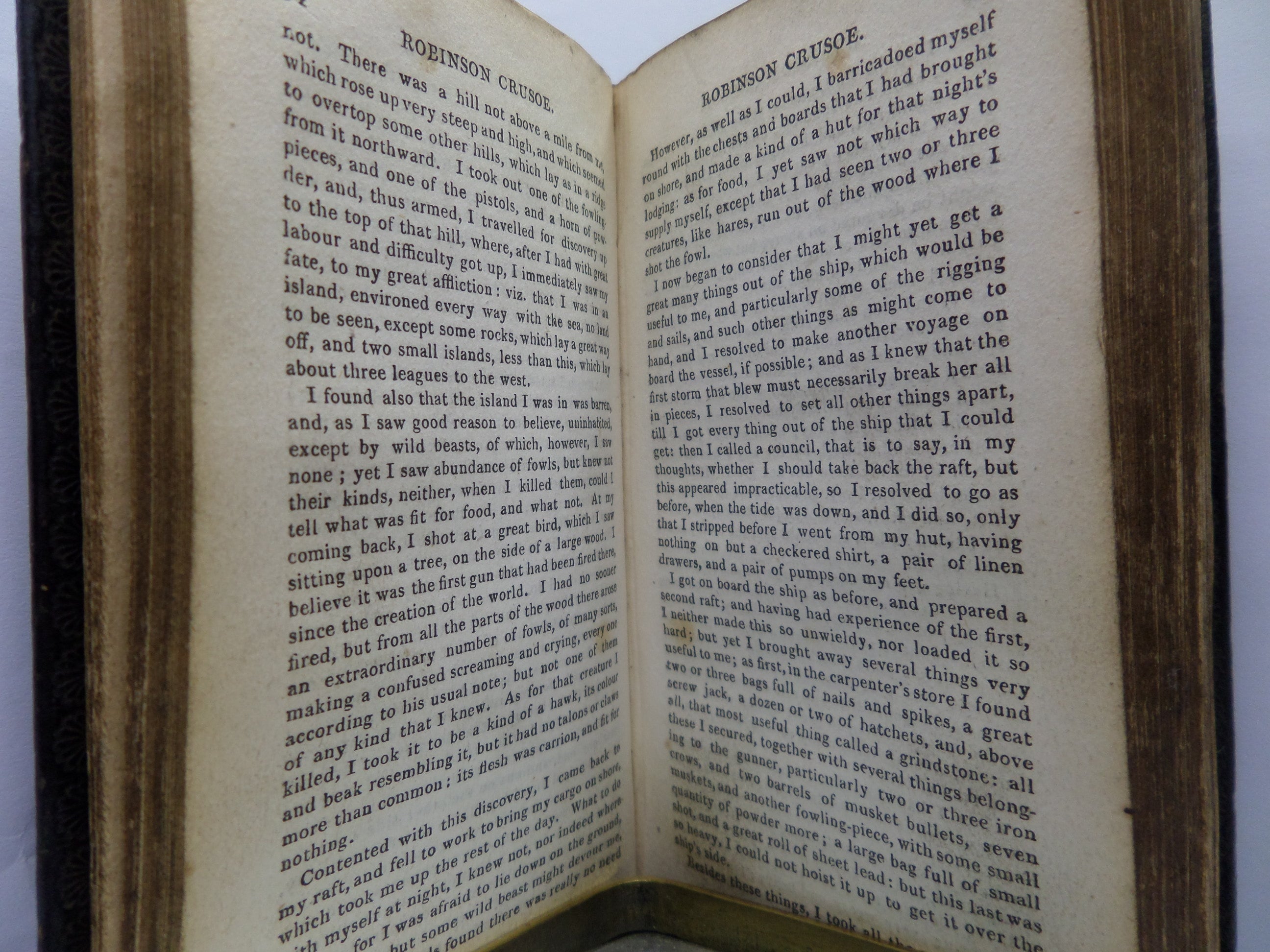 THE LIFE & ADVENTURES OF ROBINSON CRUSOE BY DANIEL DEFOE 1818 LEATHER-BOUND