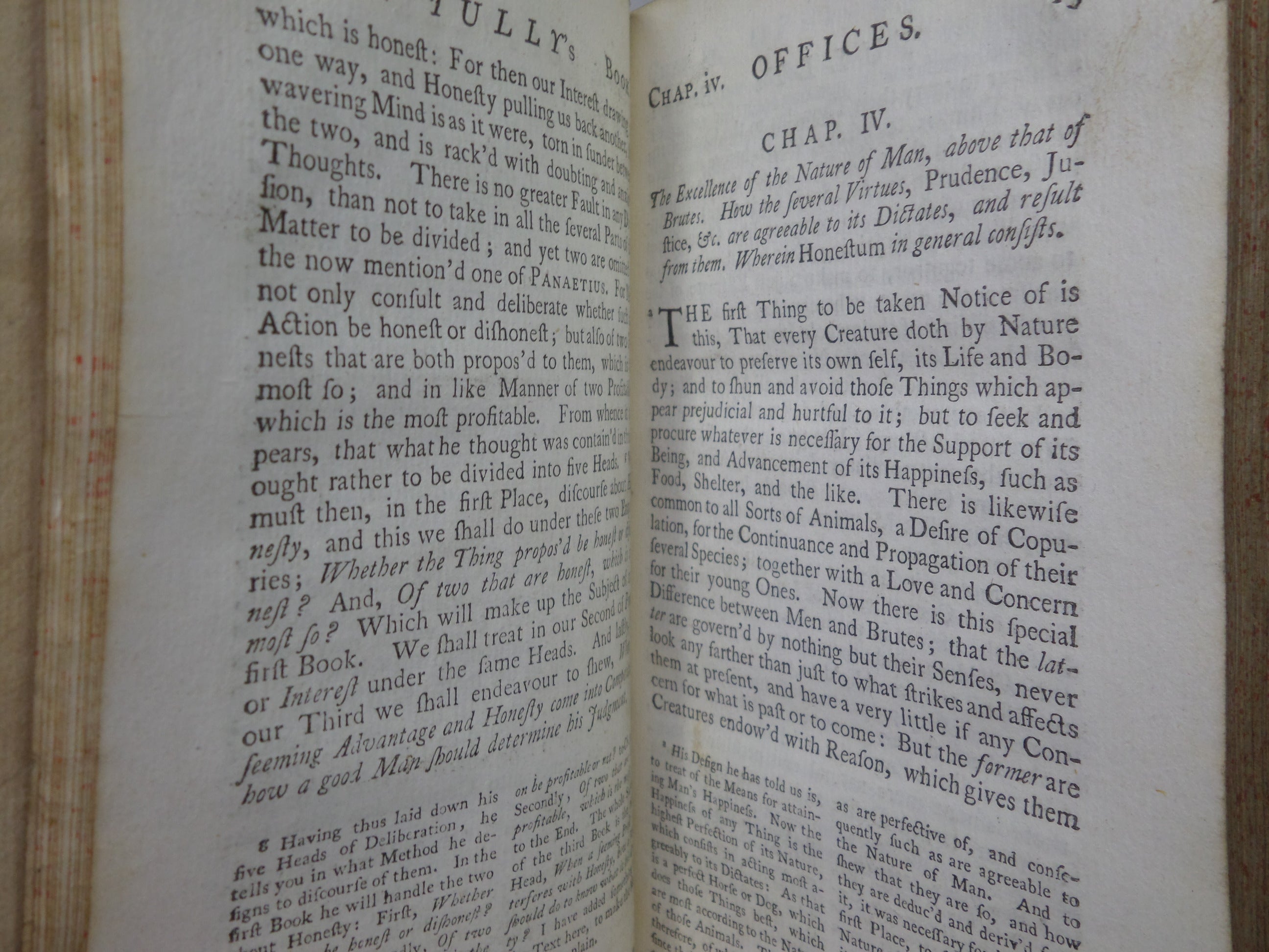 TULLY'S THREE BOOKS OF OFFICES IN ENGLISH BY THOMAS COCKMAN 1732 LEATHER BINDING