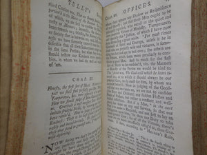 TULLY'S THREE BOOKS OF OFFICES IN ENGLISH BY THOMAS COCKMAN 1732 LEATHER BINDING