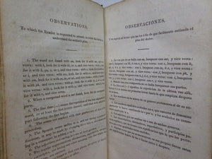 FIRST DICTIONARY OF TWO LANGUAGES UNDER A SINGLE ALPHABET ENGLISH & SPANISH 1811