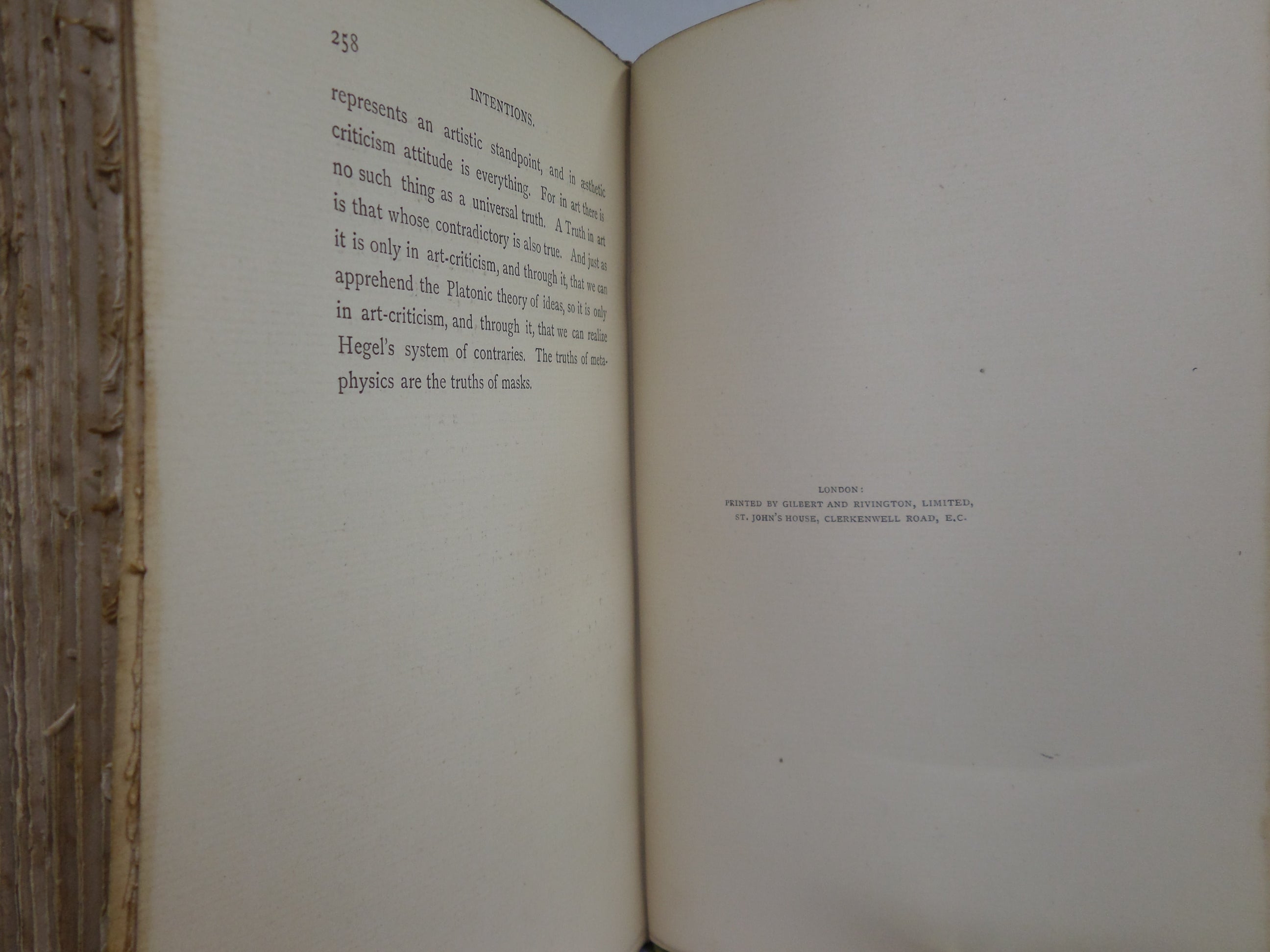 INTENTIONS BY OSCAR WILDE 1891 FIRST EDITION