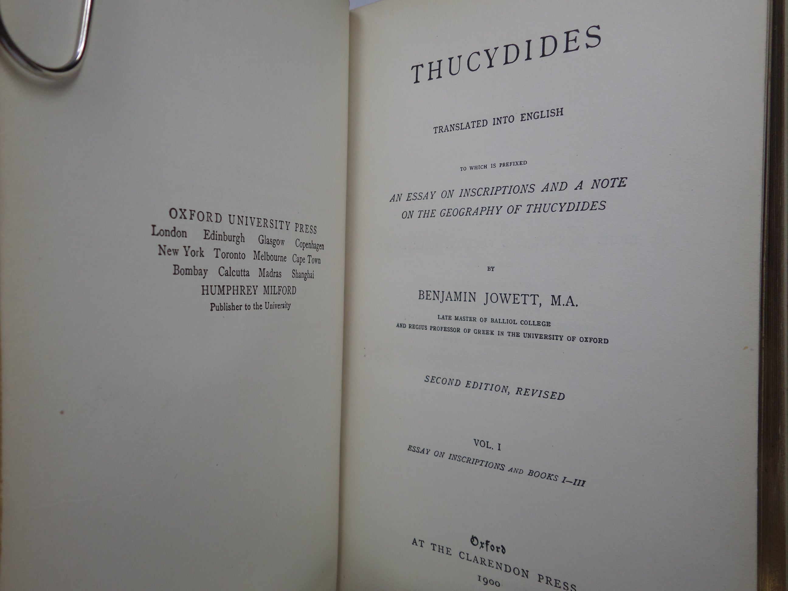 THUCYDIDES TRANSLATED INTO ENGLISH BY BENJAMIN JOWETT 1900 LEATHER-BOUND SET