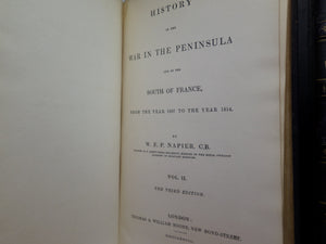 HISTORY OF THE WAR IN THE PENINSULA BY W F P NAPIER 1833-40 LEATHER-BOUND 6 VOLS