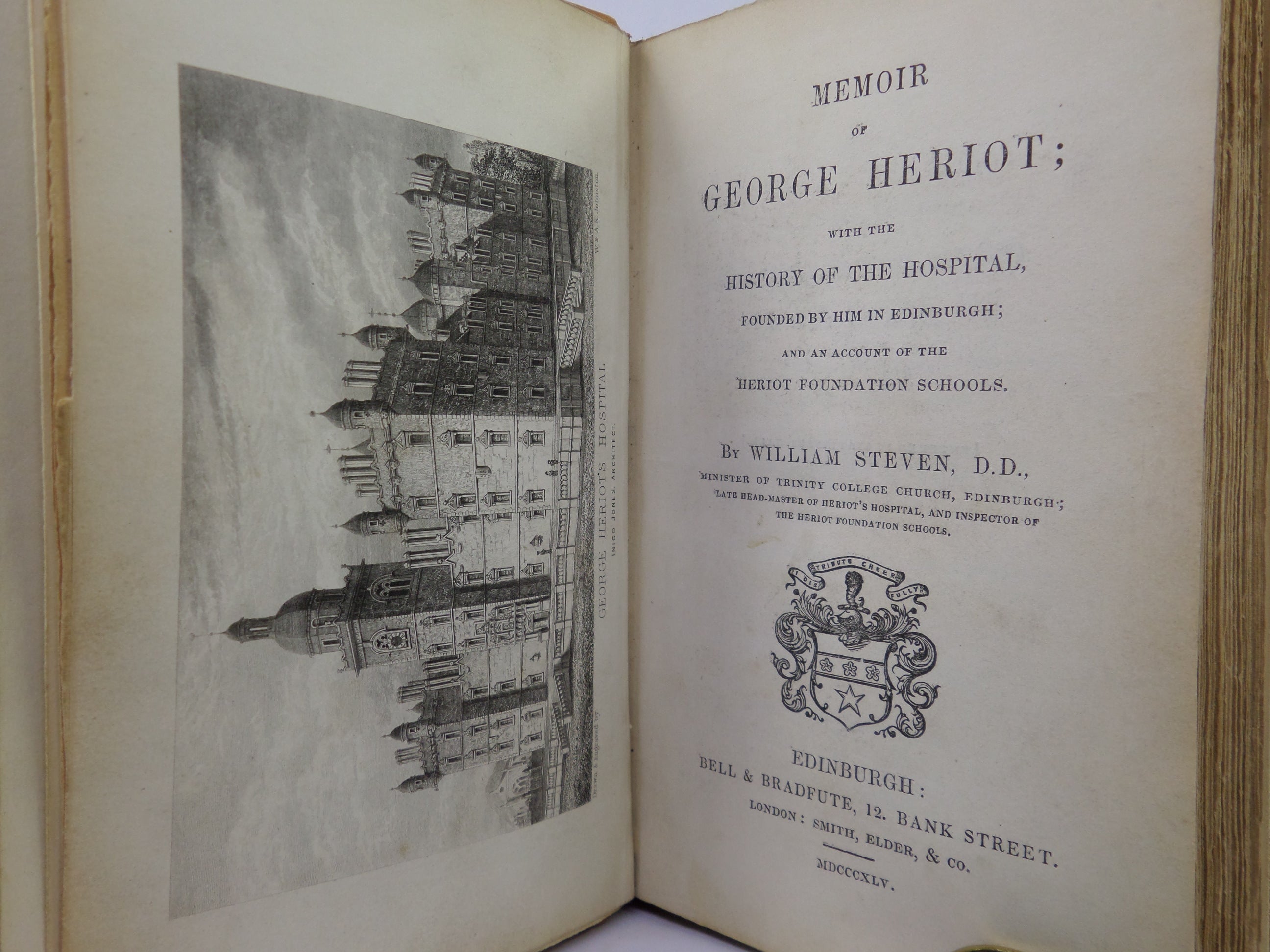 MEMOIR OF GEORGE HERIOT BY WILLIAM STEVEN 1845 FINE LEATHER BINDING