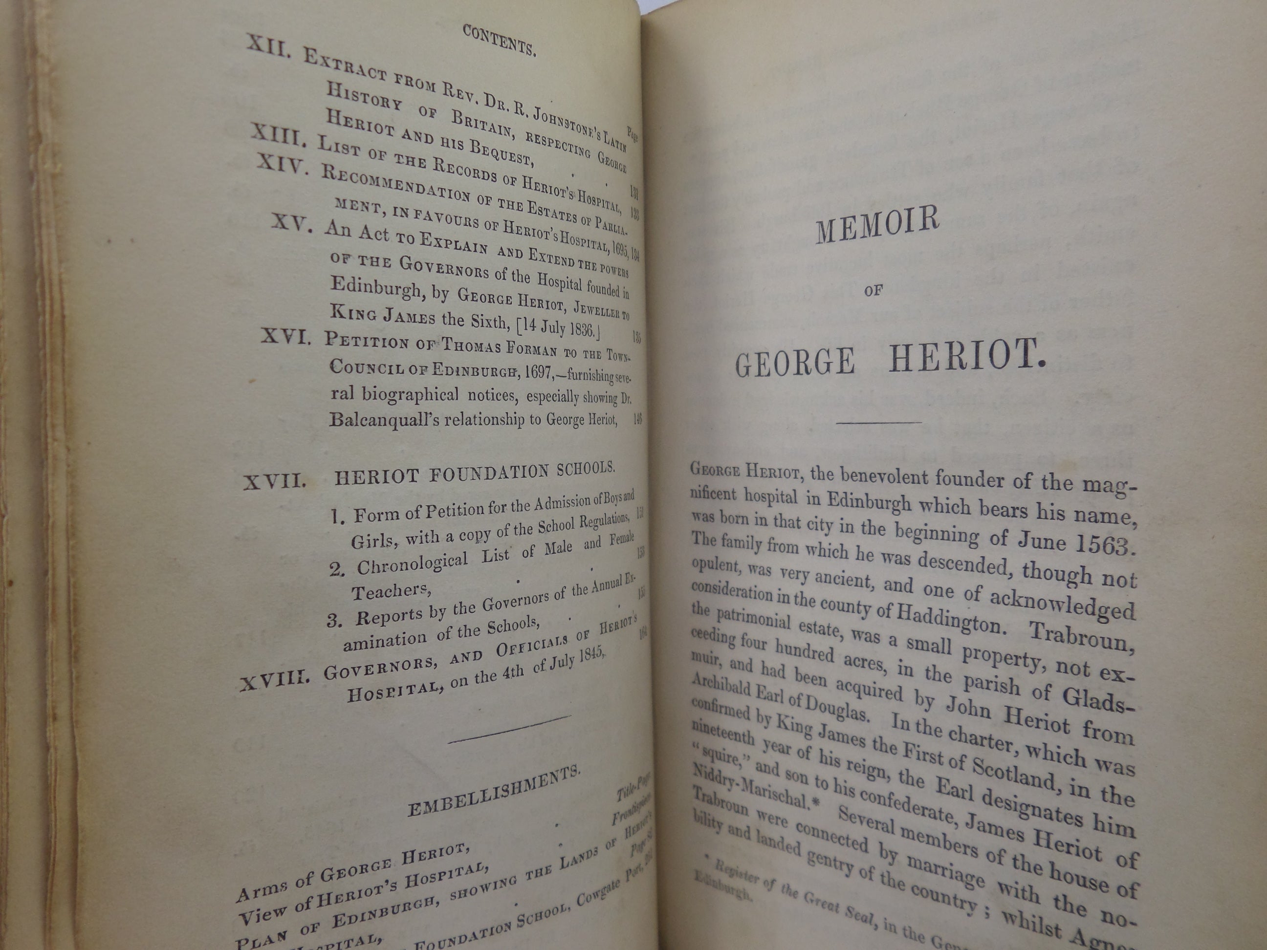 MEMOIR OF GEORGE HERIOT BY WILLIAM STEVEN 1845 FINE LEATHER BINDING
