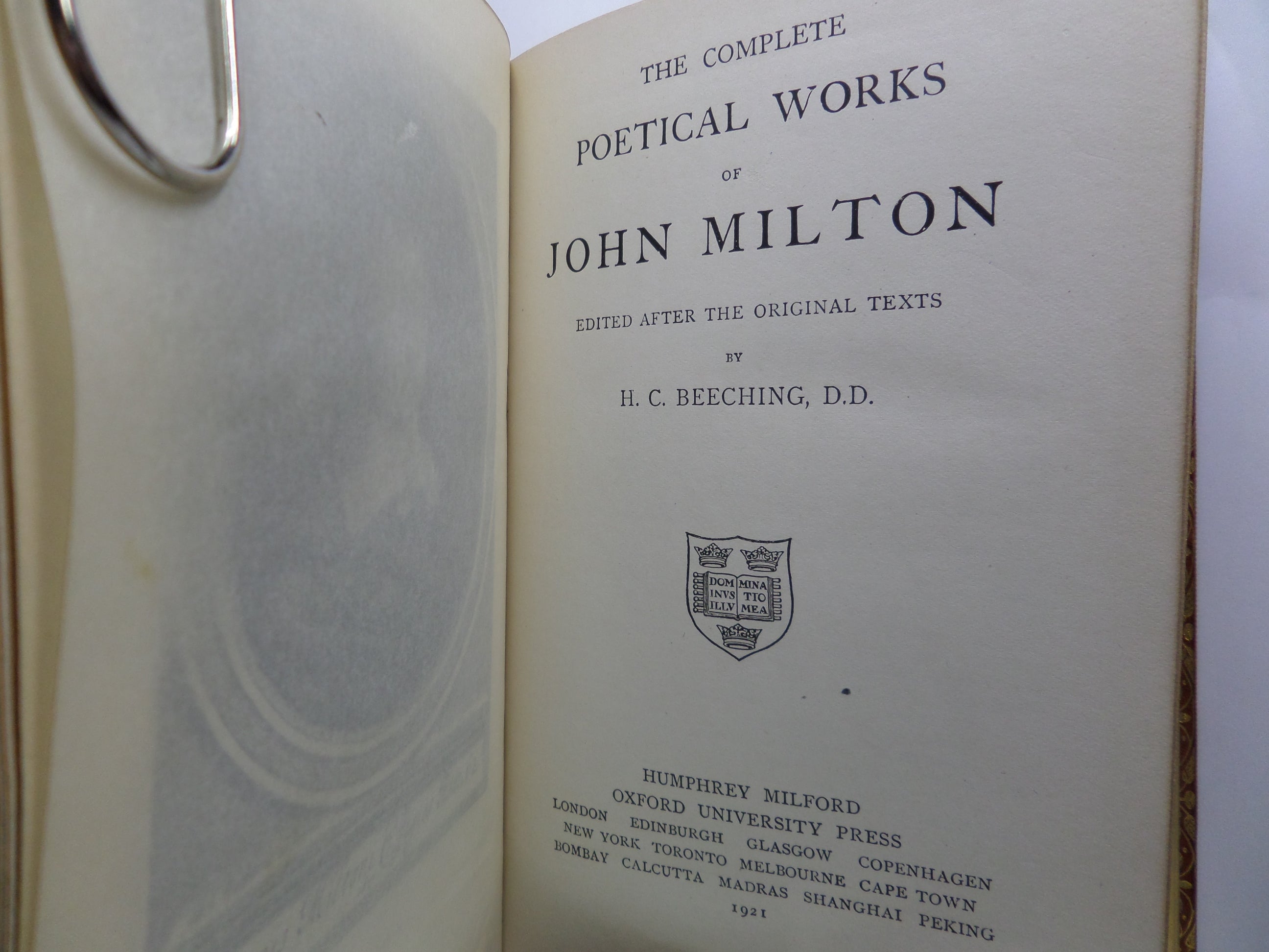 THE COMPLETE POETICAL WORKS OF JOHN MILTON 1921 FINE RIVIERE BINDING