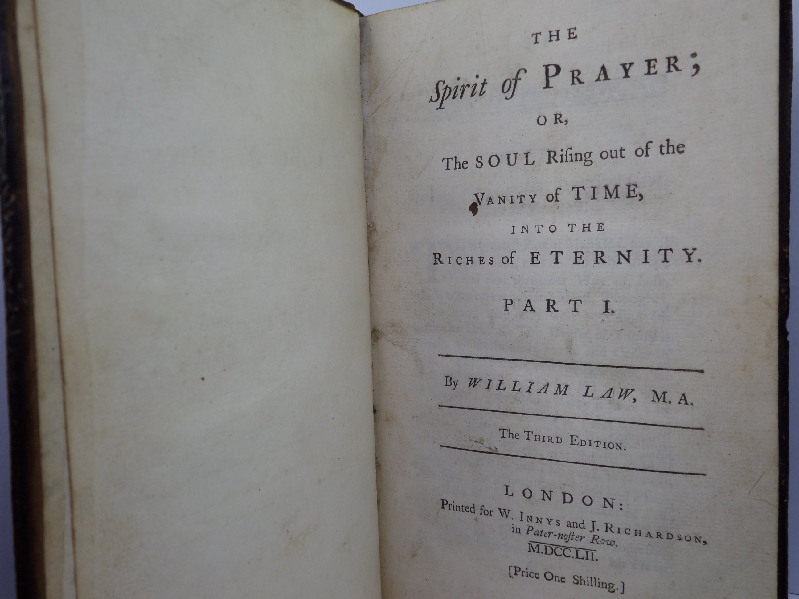 THE SPIRIT OF PRAYER & THE SPIRIT OF LOVE BY WILLIAM LAW 1752-1753 LEATHER BOUND