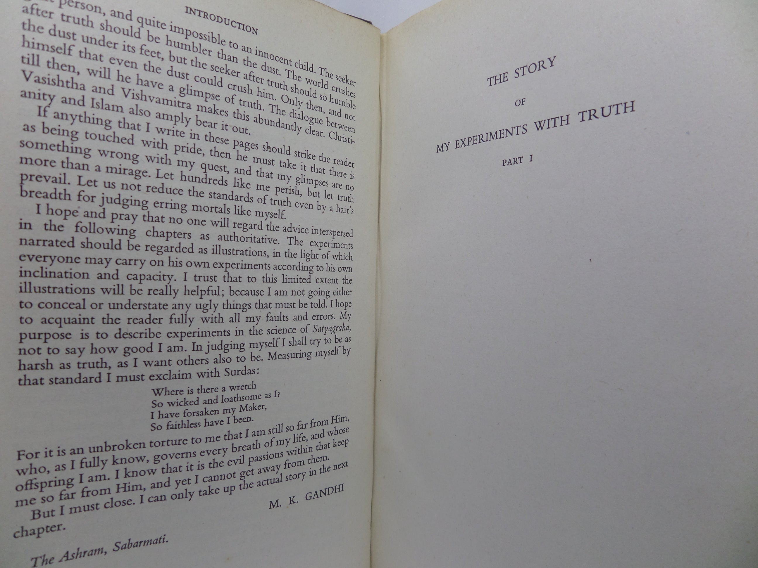 THE STORY OF MY EXPERIMENTS WITH TRUTH: AN AUTOBIOGRAPHY 1949 MAHATMA GANDHI FIRST EDITION