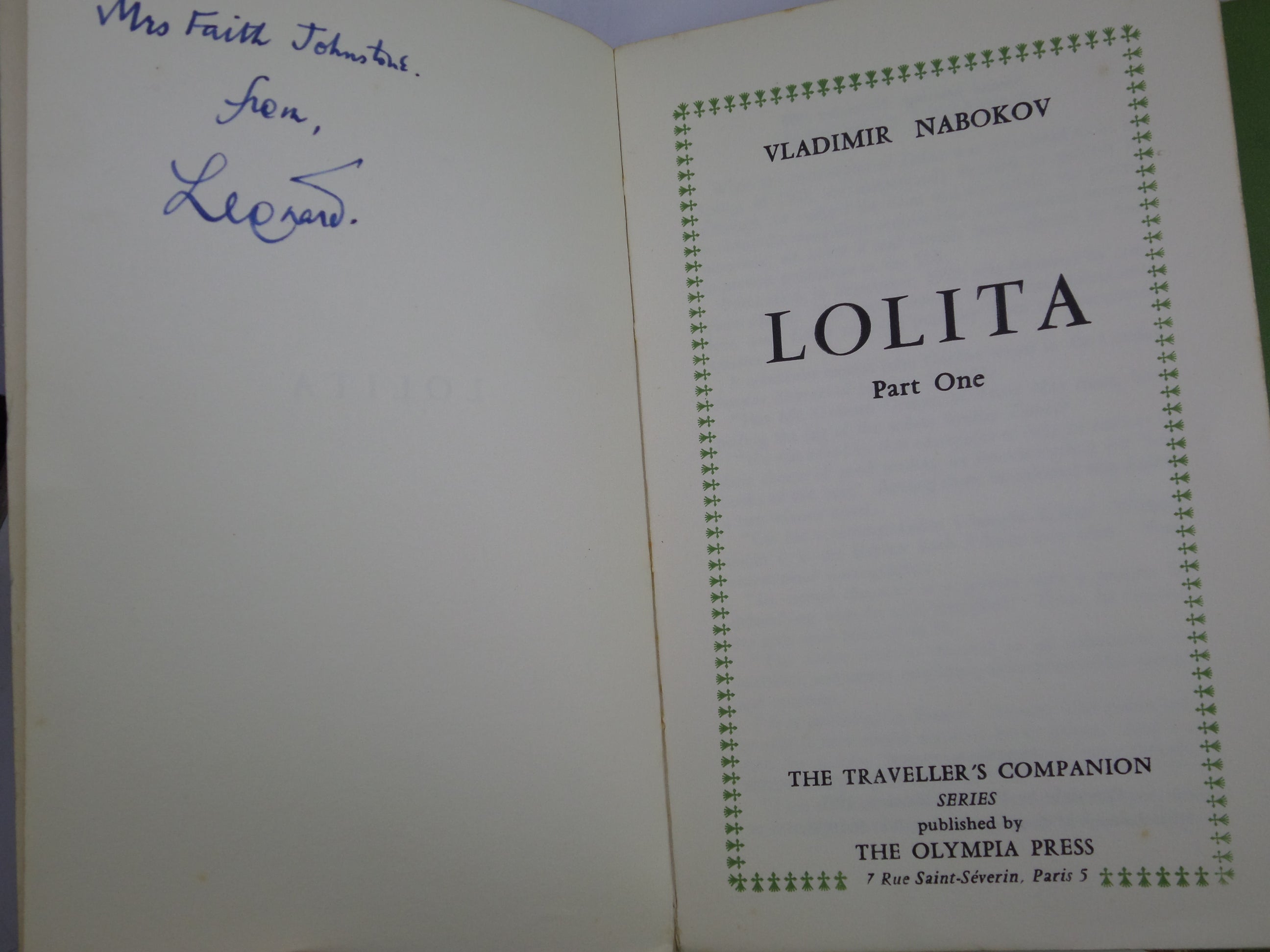 LOLITA BY VLADIMIR NABOKOV 1959 THIRD PRINTING