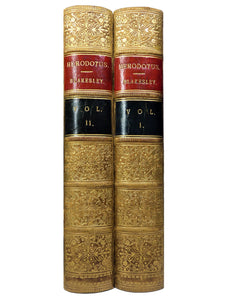 THE HISTORIES OF HERODOTUS WITH A COMMENTARY BY JOSEPH W. BLAKESLEY 1854 LEATHER-BOUND SET