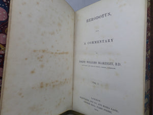 THE HISTORIES OF HERODOTUS WITH A COMMENTARY BY JOSEPH W. BLAKESLEY 1854 LEATHER-BOUND SET