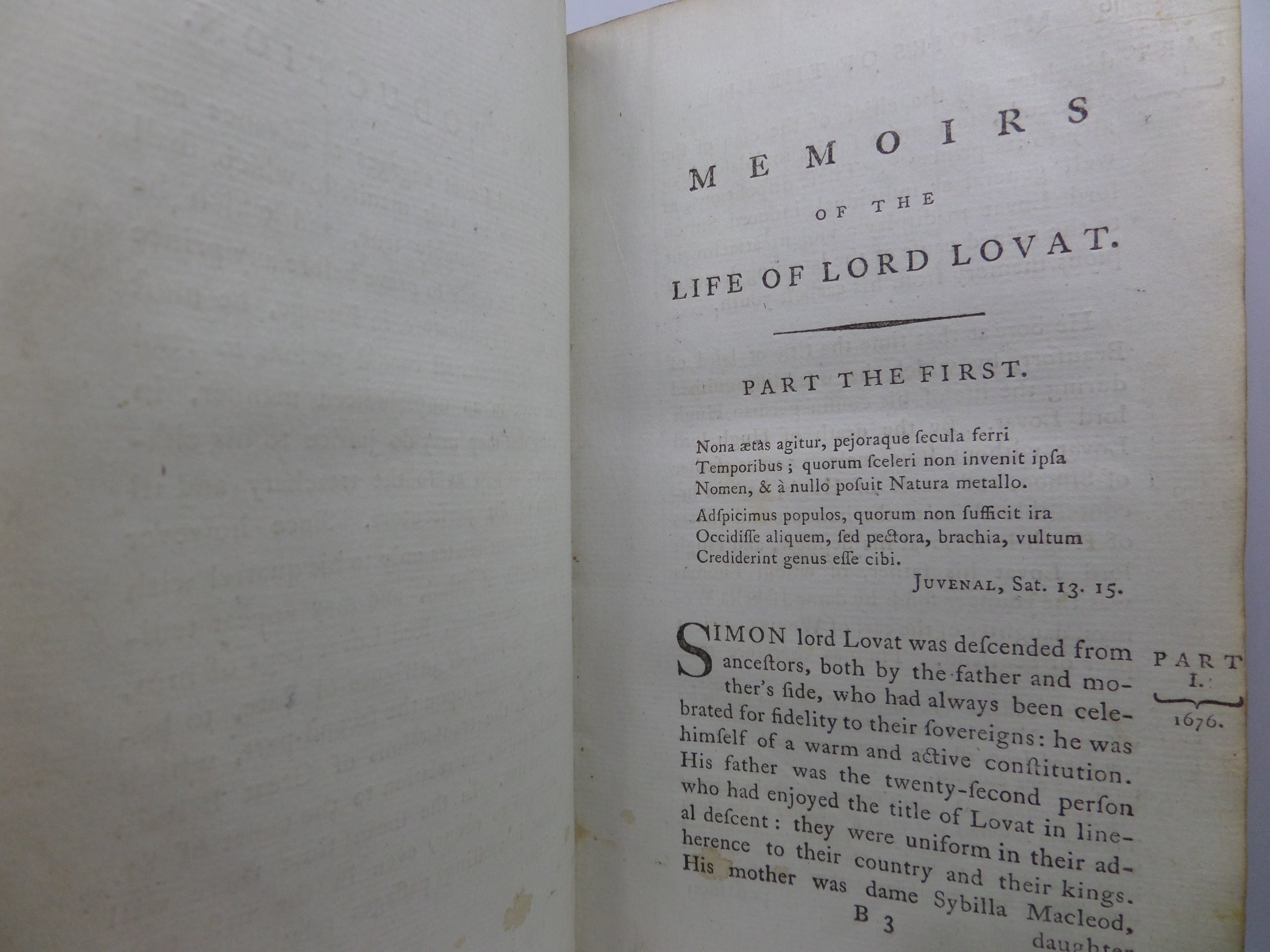 MEMOIRS OF THE LIFE OF SIMON LORD LOVAT 1797 LEATHER BOUND