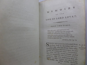 MEMOIRS OF THE LIFE OF SIMON LORD LOVAT 1797 LEATHER BOUND